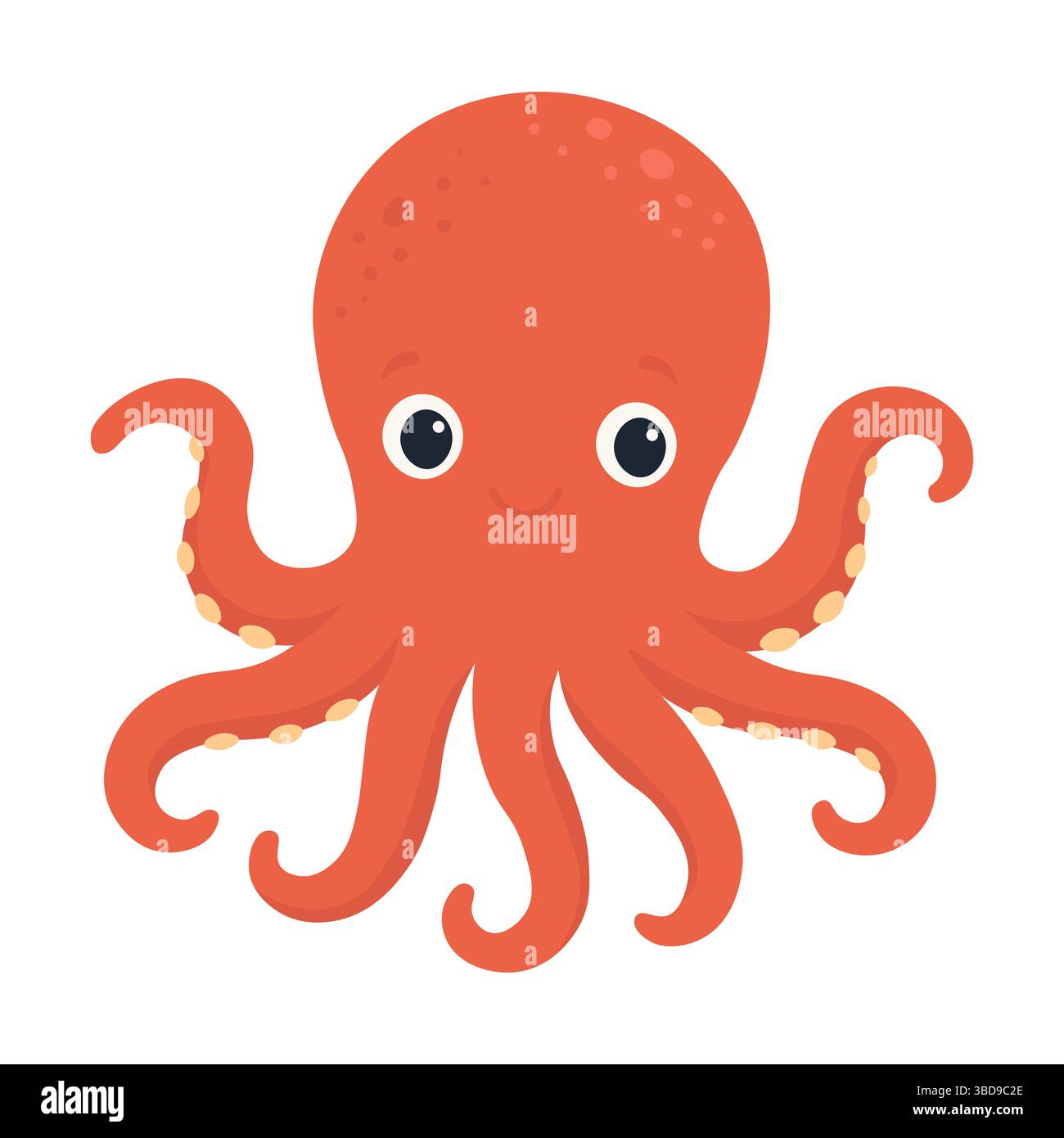 Niedlicher, Lächelnder Red Cartoon Octopus Stock Vektor