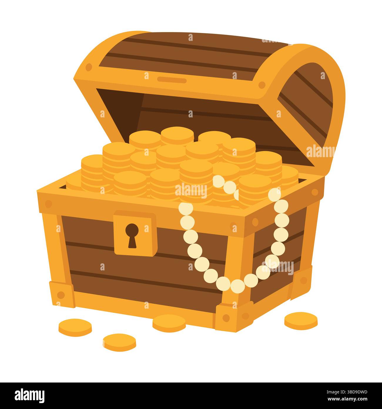Cartoon Schatzkiste voller Gold Stock Vektor