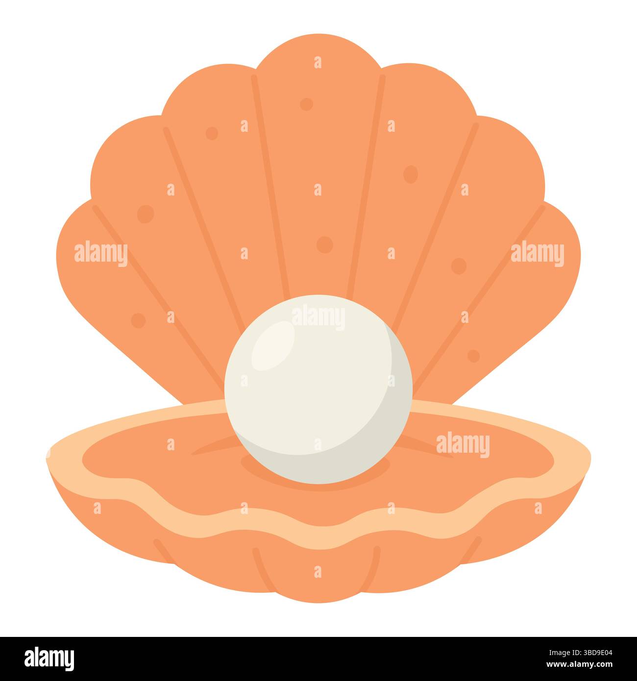 Niedliche Cartoon Muschel mit weißer Perle Stock Vektor