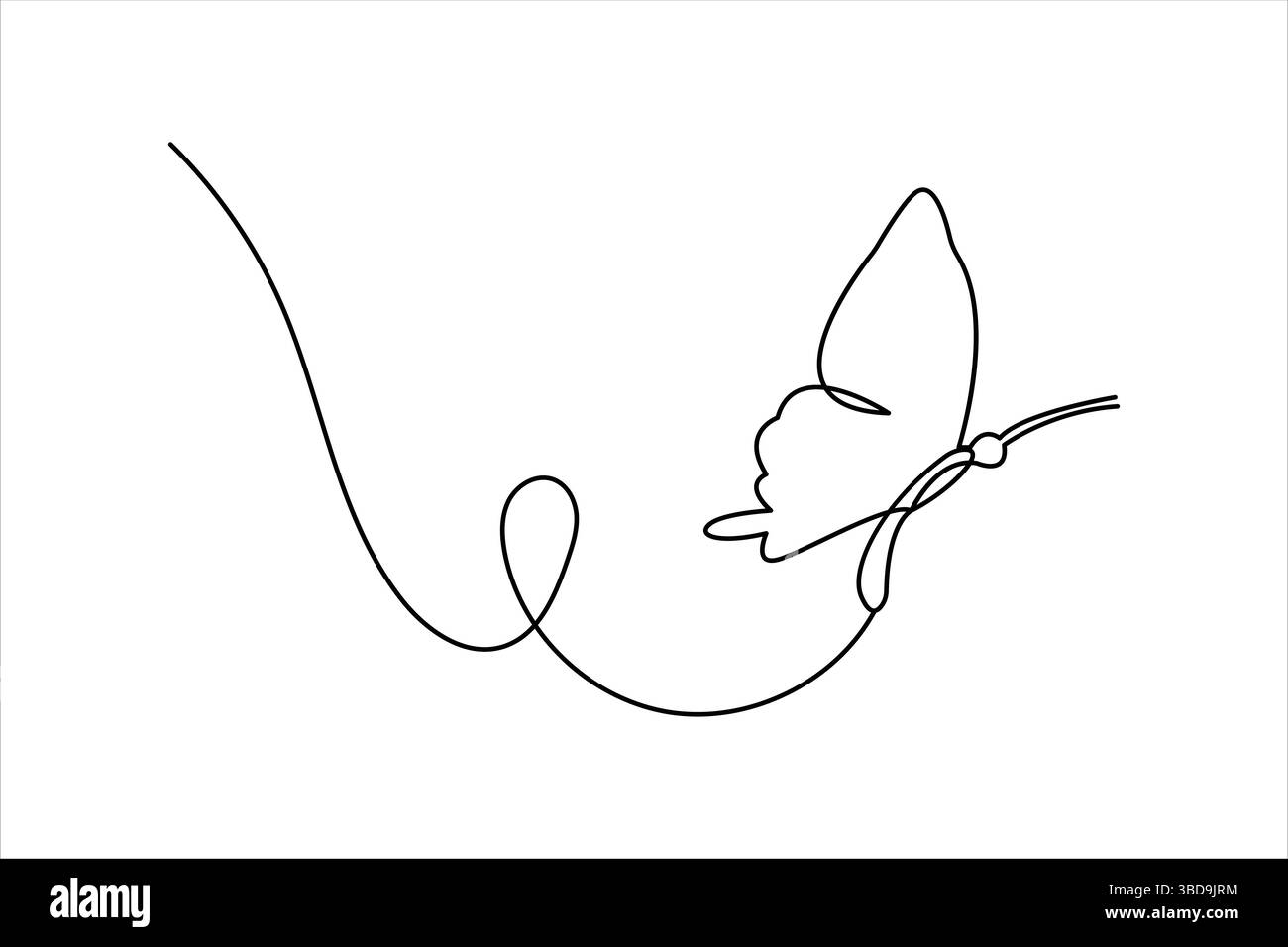 Schmetterlingssymbol durchgehende einzeilige Zeichnung minimalistischer Stil Stock Vektor