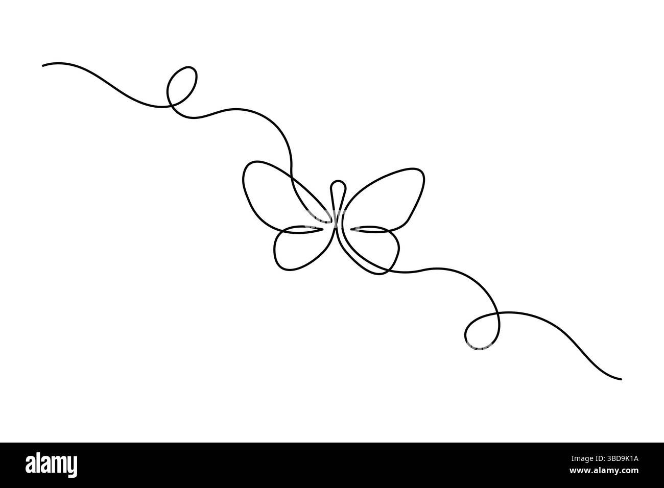 Schmetterlingssymbol durchgehende einzeilige Zeichnung minimalistischer Stil Stock Vektor
