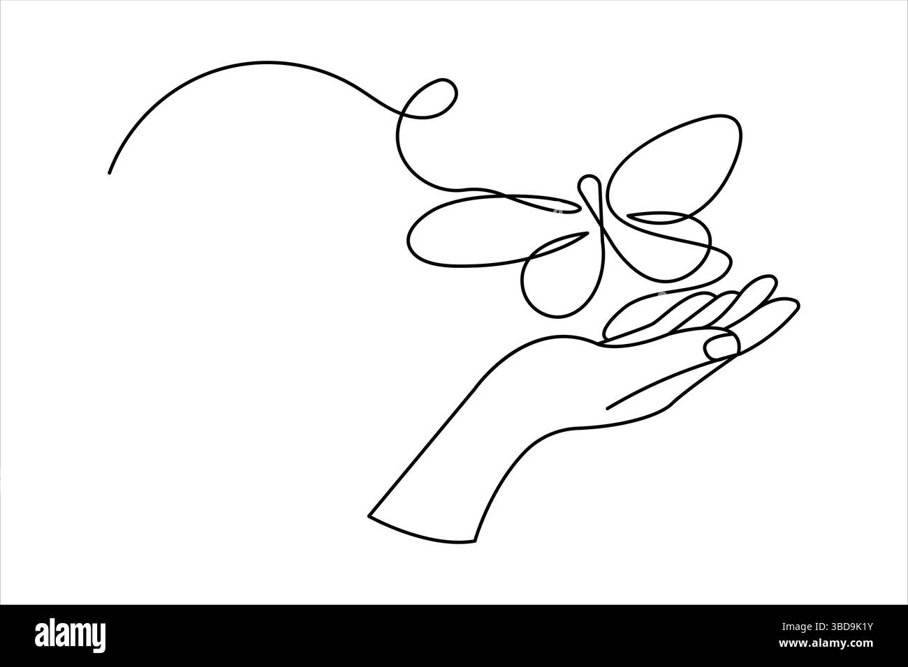 Schmetterlingssymbol durchgehende einzeilige Zeichnung minimalistischer Stil Stock Vektor