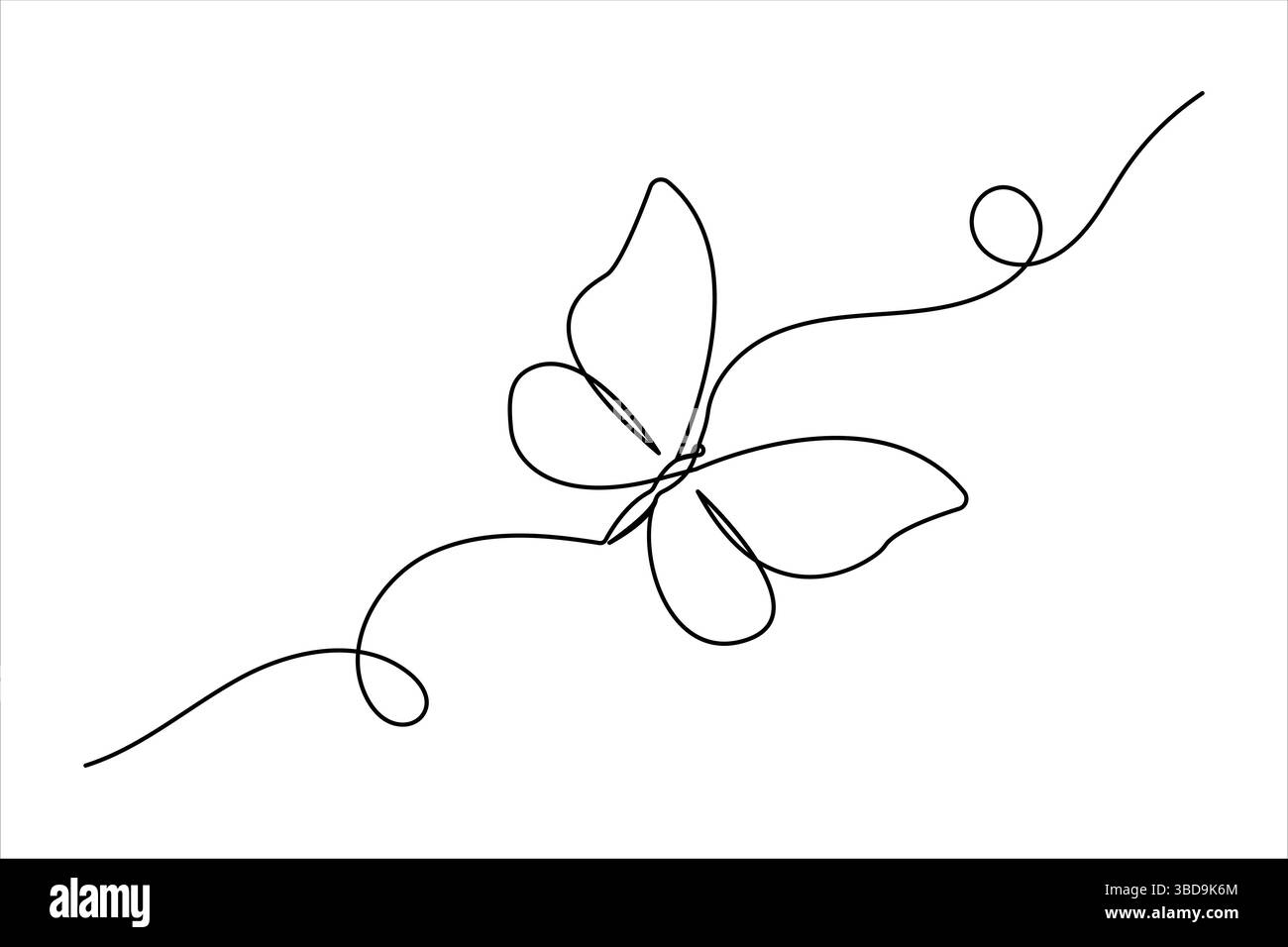 Schmetterlingssymbol durchgehende einzeilige Zeichnung minimalistischer Stil Stock Vektor