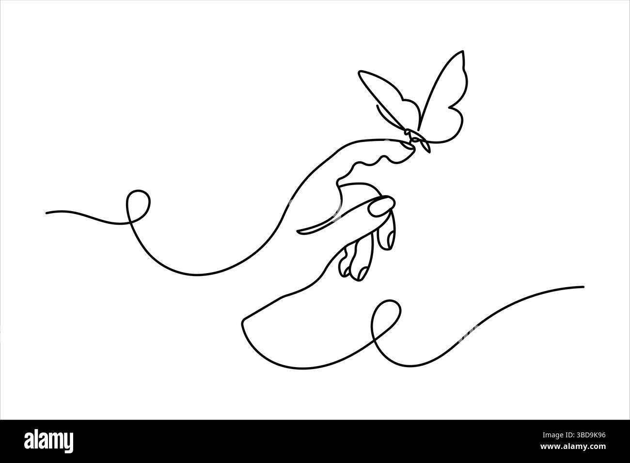 Schmetterlingssymbol durchgehende einzeilige Zeichnung minimalistischer Stil Stock Vektor