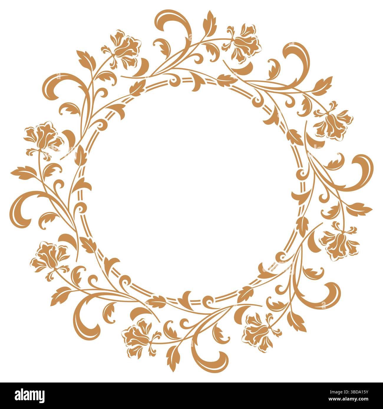 Dekorativer Rahmen elegantes Vektorelement für Design im östlichen Stil, Platz für Text. Goldener und weißer Rand mit Blumenmuster. Schnürung für Einladungen und Grußkarten. Stock Vektor