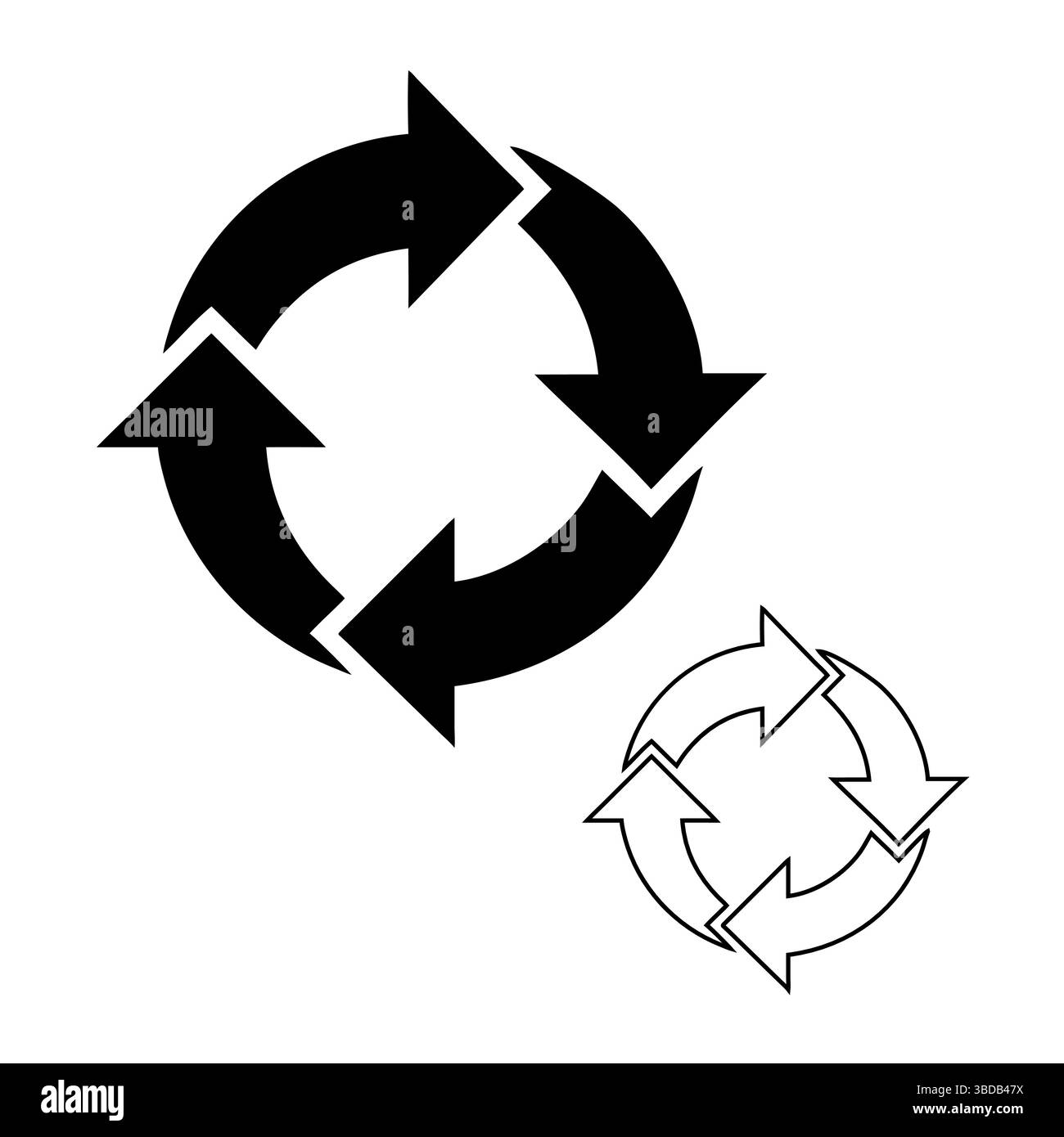 Kreisförmige Pfeile Symbol für kontinuierlichen Kreislauf Recyclingprozess Stock Vektor