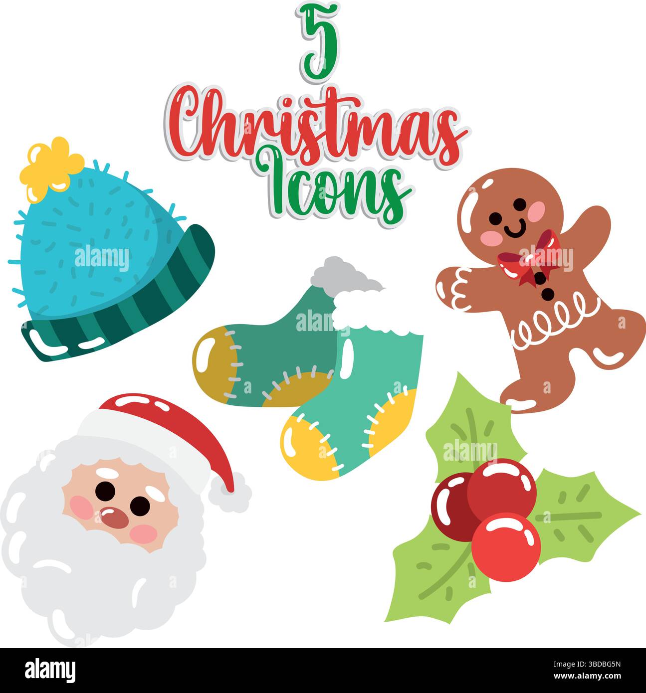 Fünf weihnachtssymbole. Vektor Stock Vektor