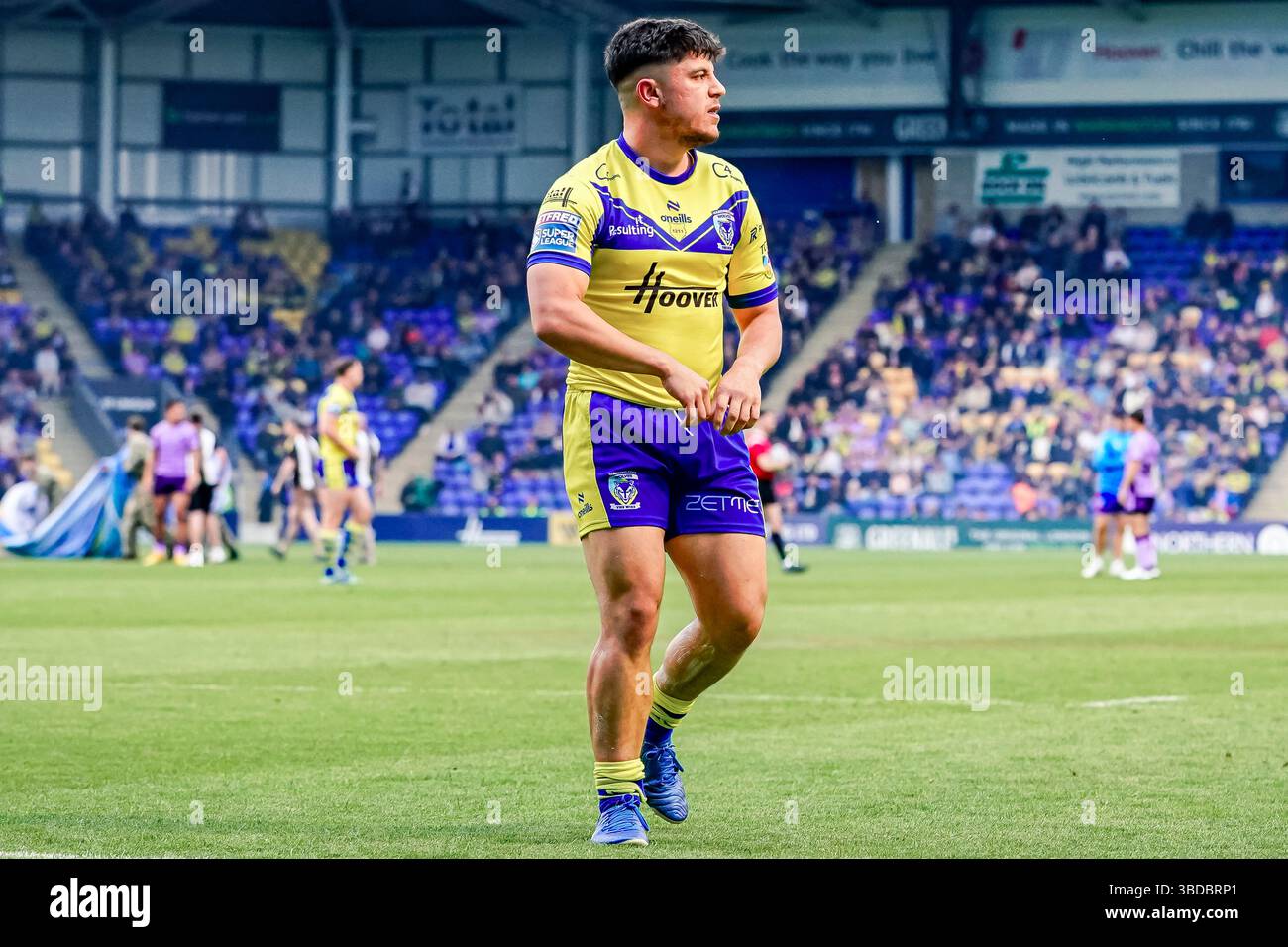 WARRINGTON, ENGLAND - 23. MAI: Oli Leyland während des Spiels der Betfred Super League zwischen Warrington Wolves und Hull KR im Halliwell Jones Stadium am 23. Mai 2025 in Warrington England. (Foto: James Giblin) Stockfoto