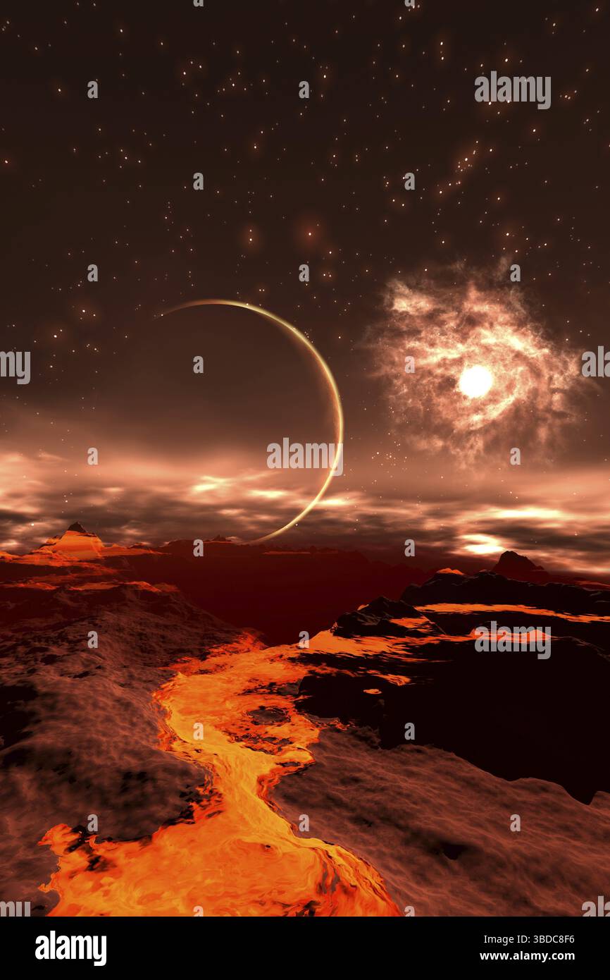 Künstlerische 3D-Illustration einer kosmischen Szene Stockfoto