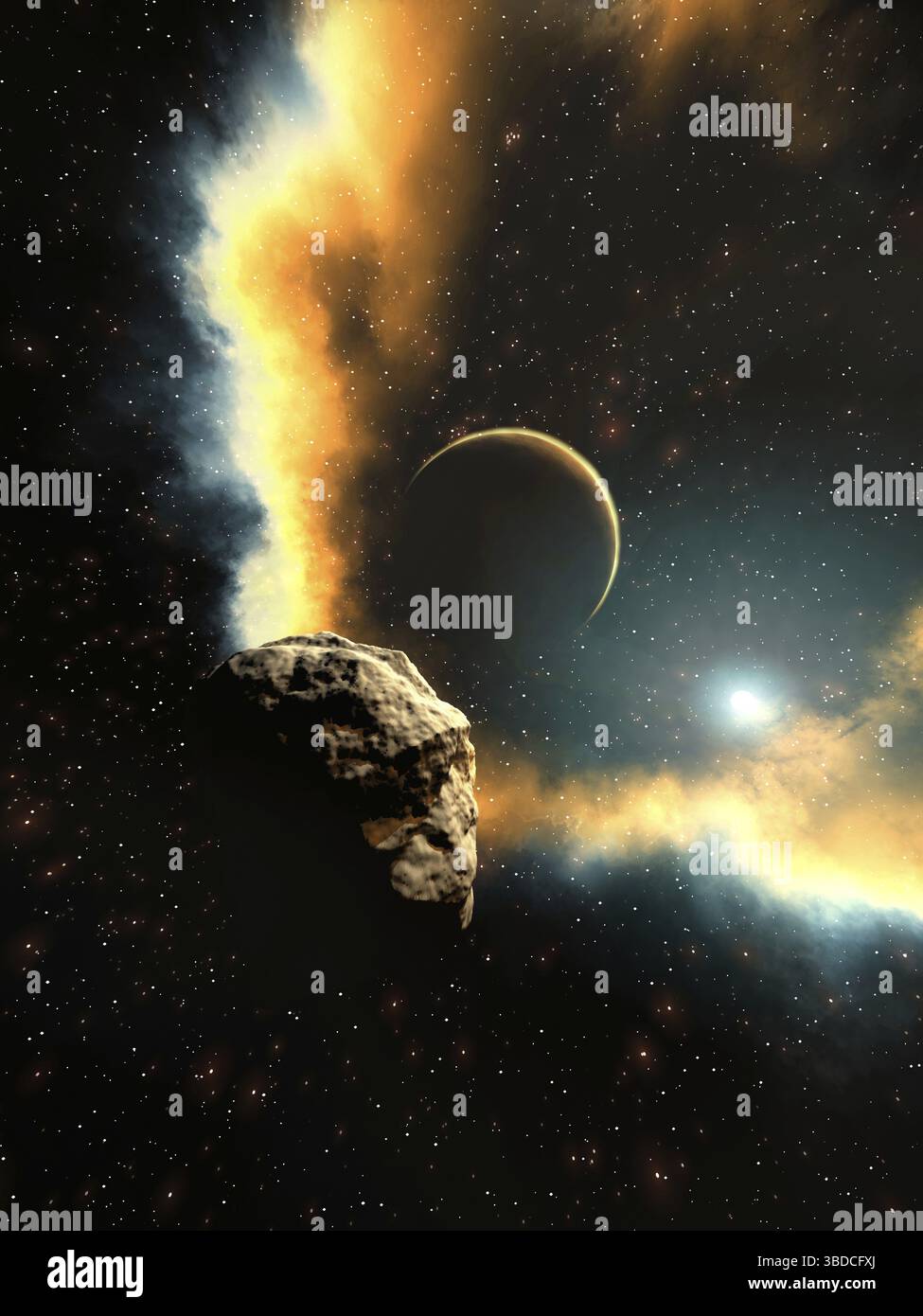 Künstlerische 3D-Illustration einer kosmischen Szene Stockfoto
