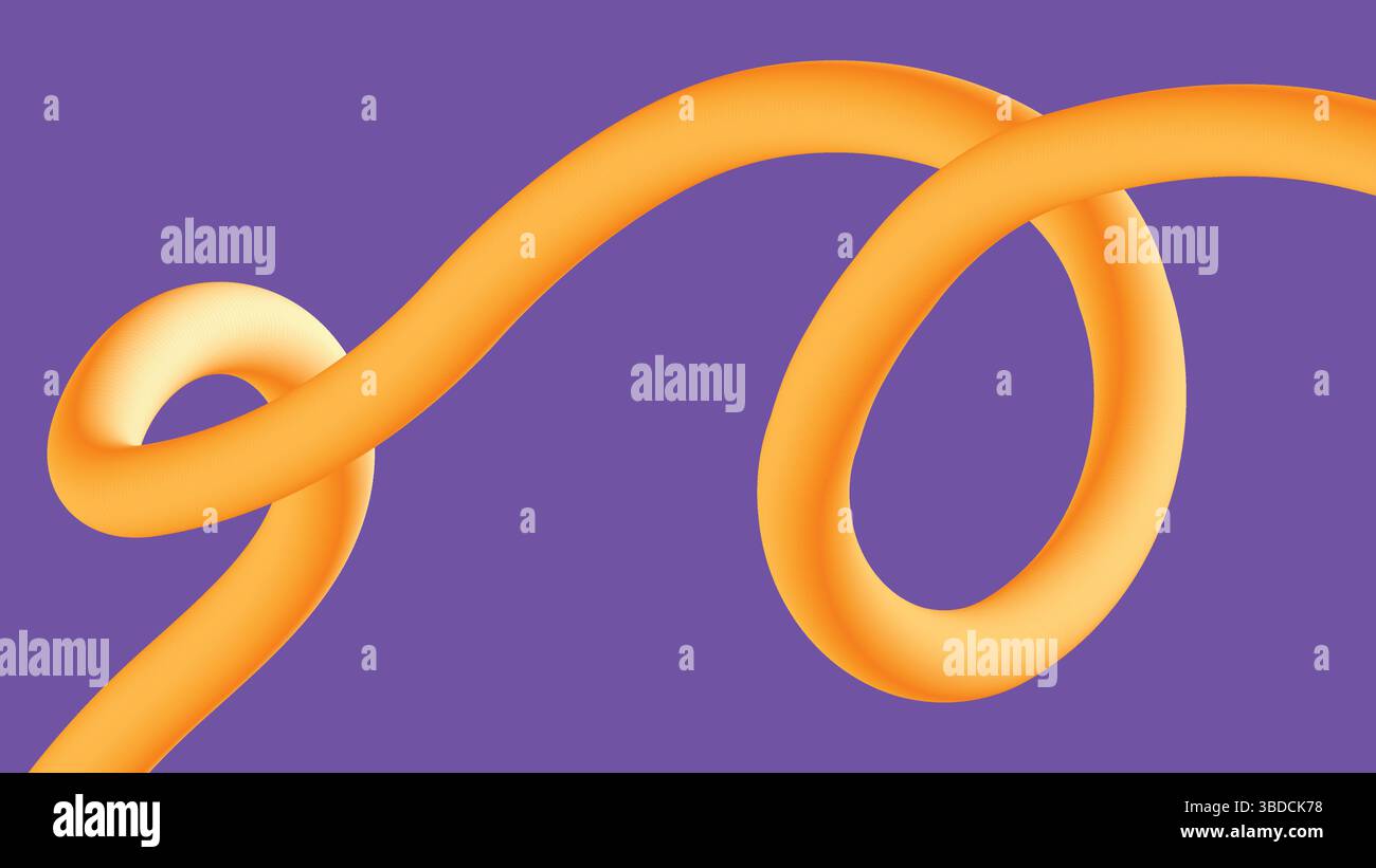 Wellenförmiges orangefarbenes Band auf leuchtendem lila Hintergrund Stock Vektor