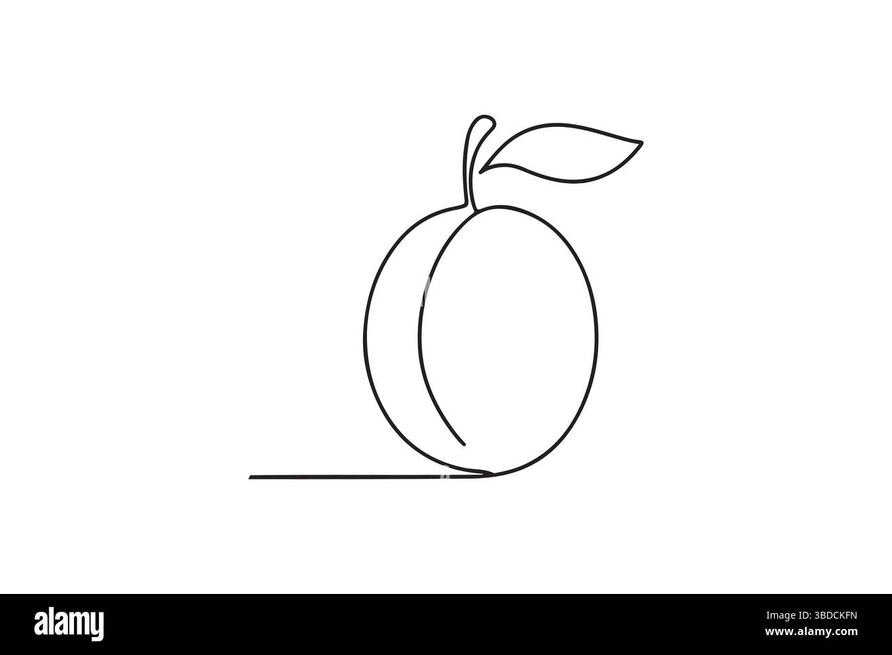 Pflaumenfrucht durchgehende, einzeilige Zeichnung im minimalistischen Design Stock Vektor