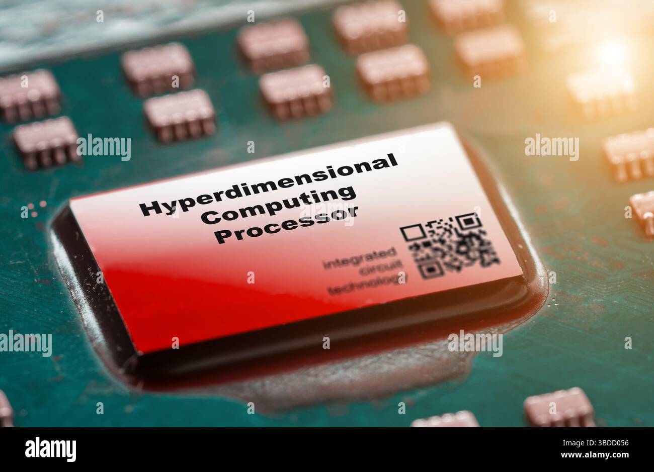 Hyperdimensional Computing-Prozessor. Integrierte Chips, die hochdimensionale Vektorverarbeitung für KI-Aufgaben verwenden. Stockfoto