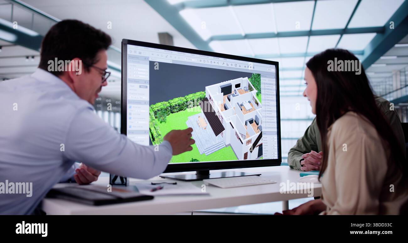 Consultant Advisor Agent, Der Kunden Real Estate Consulting Berät. Beratung Für Paare Stockfoto