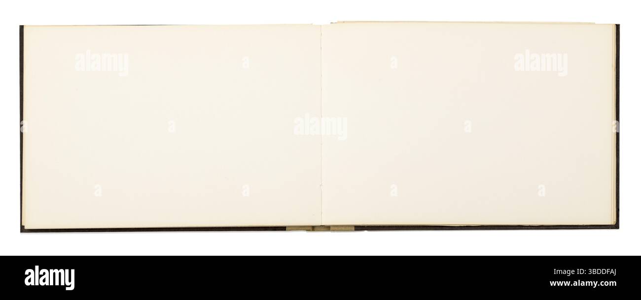 Leere Seite des Notizbuchs, isoliert auf weiß Stockfoto