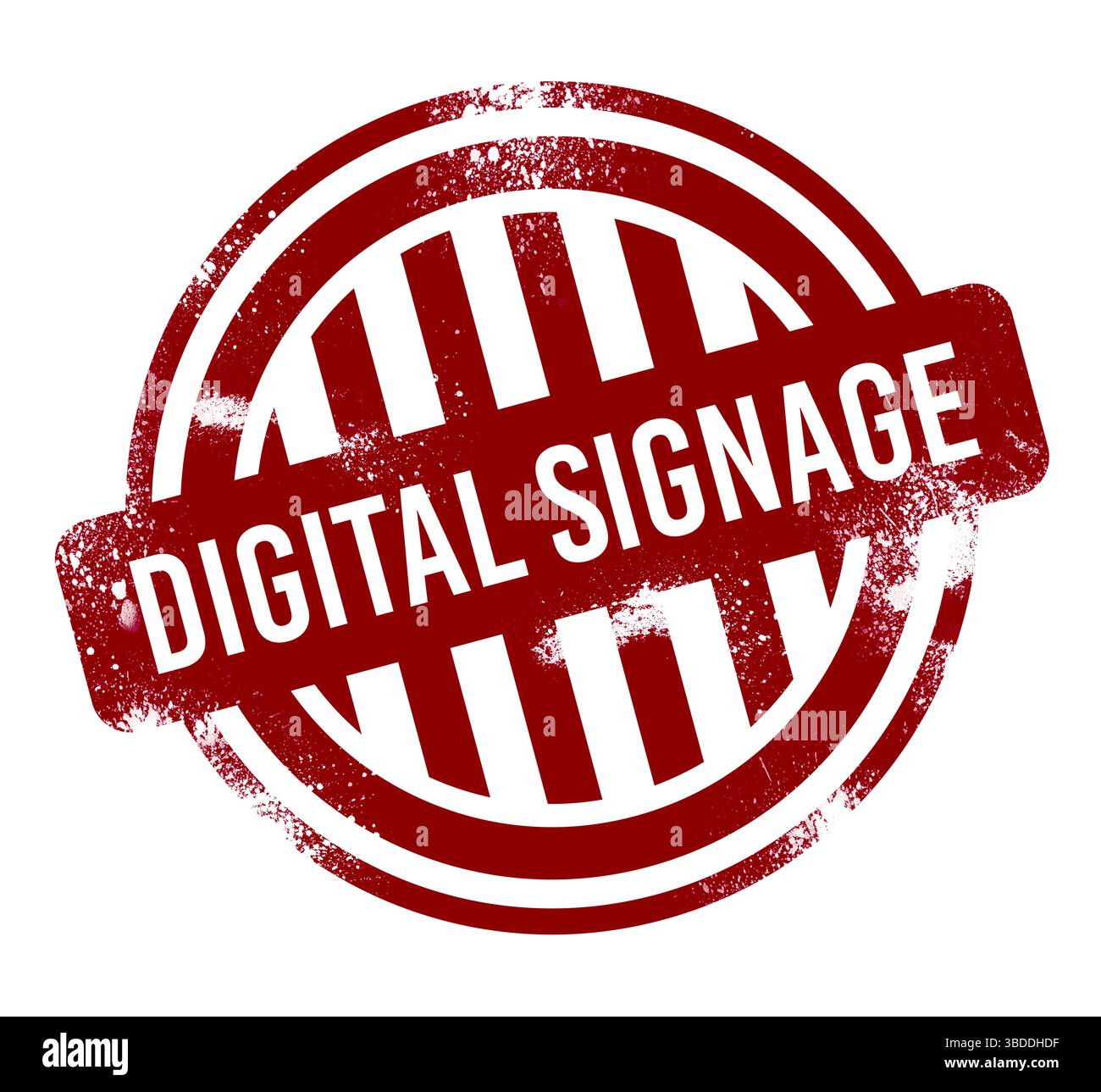 Digital Signage, rote Grunge-Taste, Stempel Stockfoto