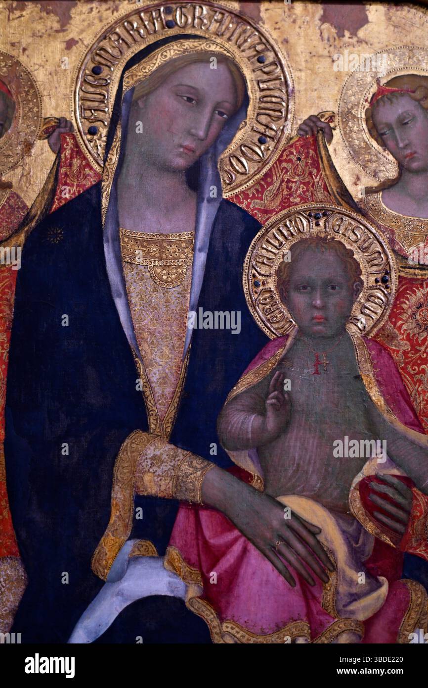 Madonna und Kind mit zwei Engeln, 1380, von Paolo di Giovanni Fei, Eremitage Museum, St. Petersburg Russland, Europa Stockfoto