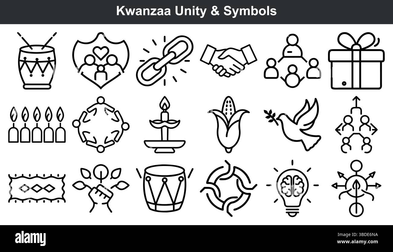 Kwanzaa Unity Symbole setzen Design Stock Vektor