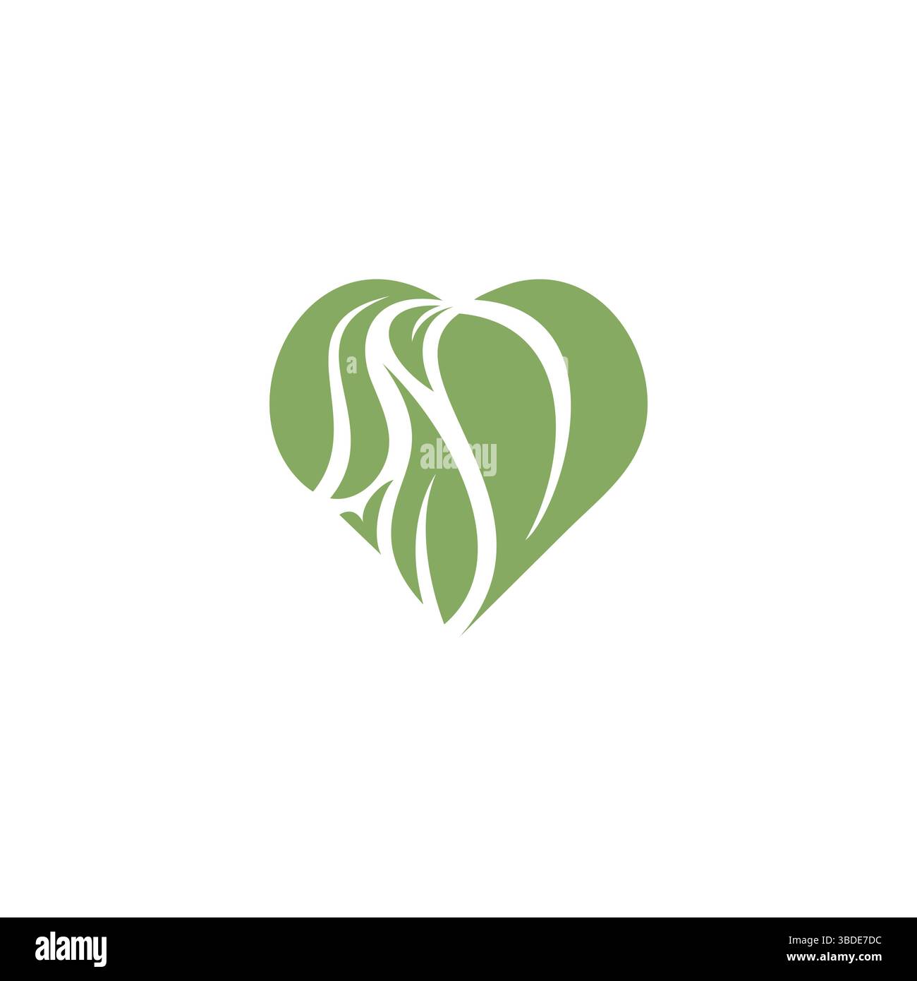 Logodesign mit Love Leaf. Liebe Bio-Ikone Stock Vektor