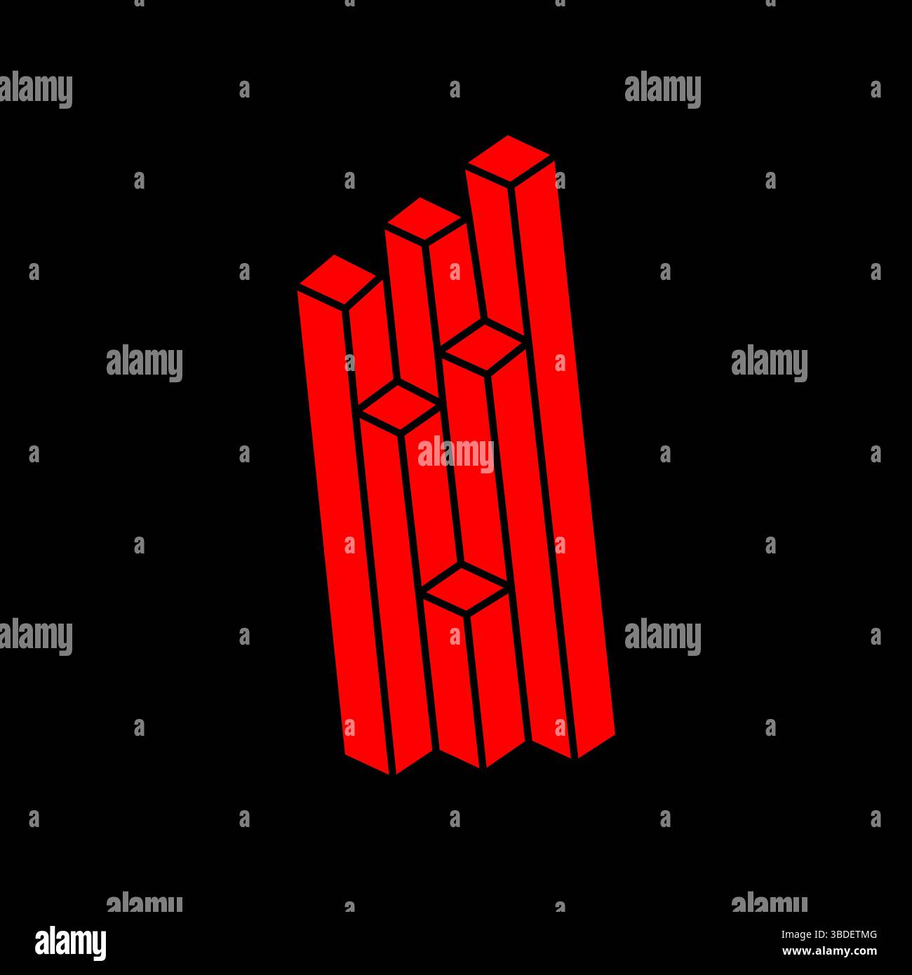 Unmögliche Formen, optische Illusion Logo, Vektor. Optische Kunstobjekte. Geometrische Figuren. Stock Vektor