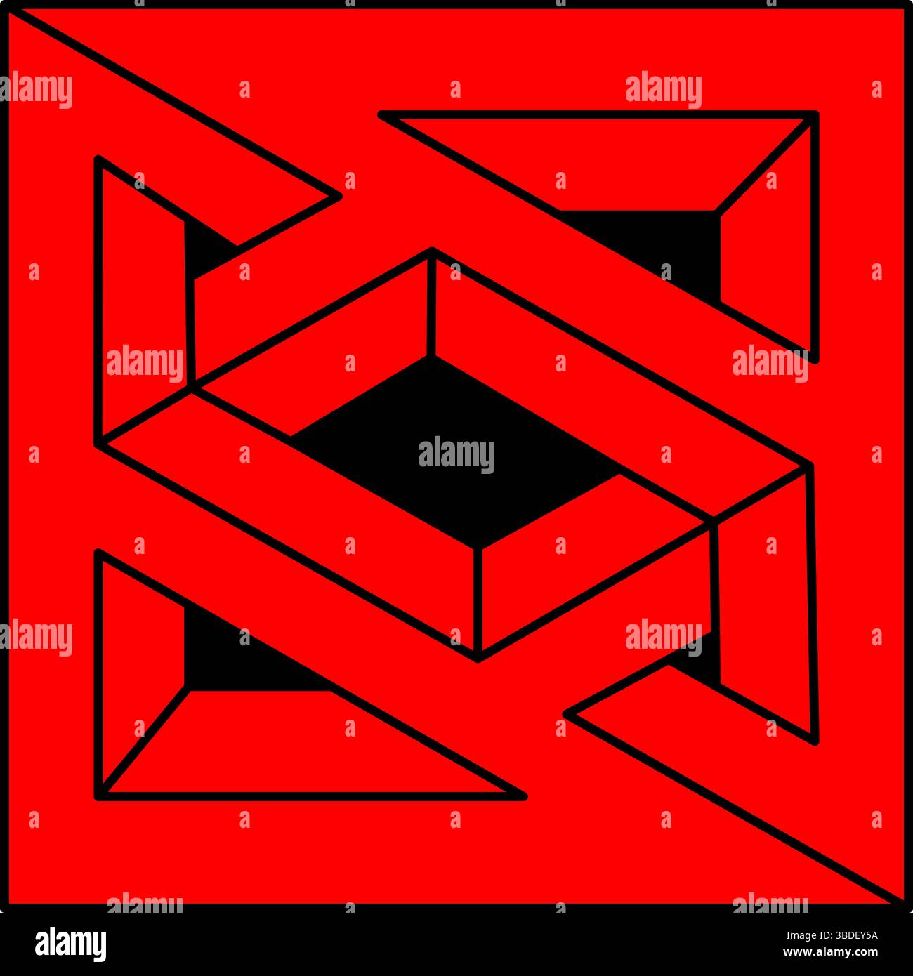 Unmögliche Formen. Heilige Geometrie. Optische Täuschung. Abstrakte ewige geometrische Objekte. Unmögliches endliches Outline-Logo. Optische Kunst. Unmöglich Stock Vektor