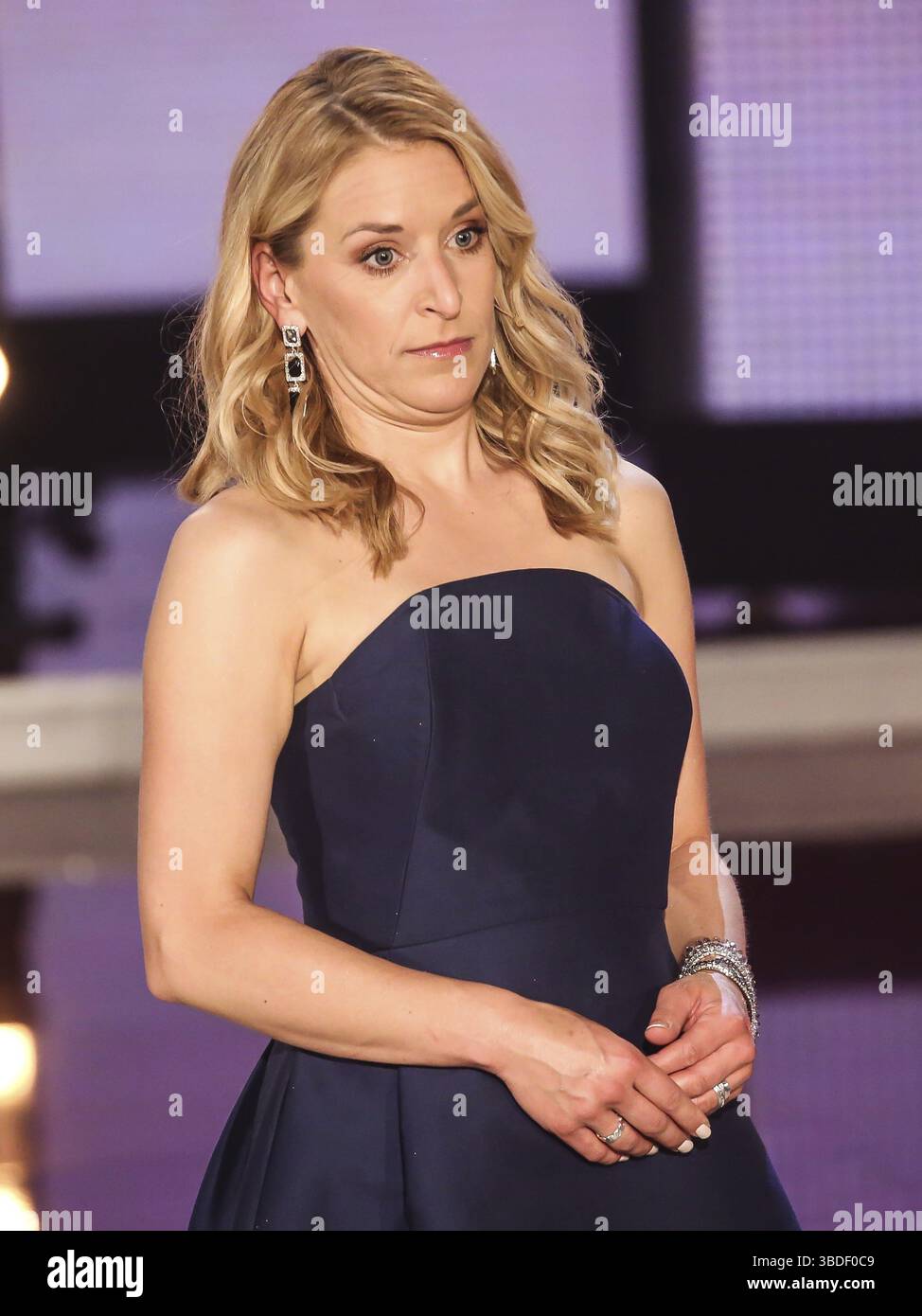 Moderatorin Stefanie Hertel bei der Aufnahme der Muttertagsshow am 8. Mai 2018 in Altenburg Stockfoto