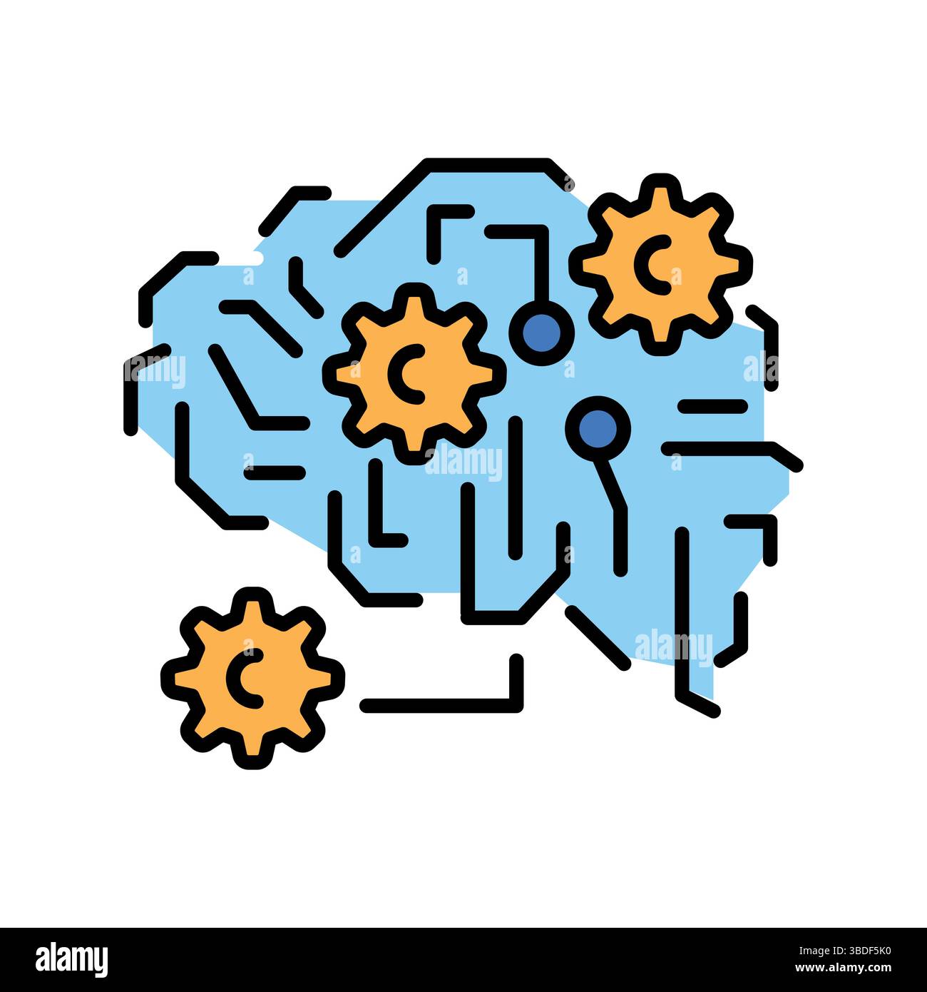 Deep Learning Farblinien-Symbol für digitale und gedruckte Projekte. Minimale bereinigte Symbole für Apps und Websites. Moderne, einfache Symbole für UI UX und Branding Stock Vektor