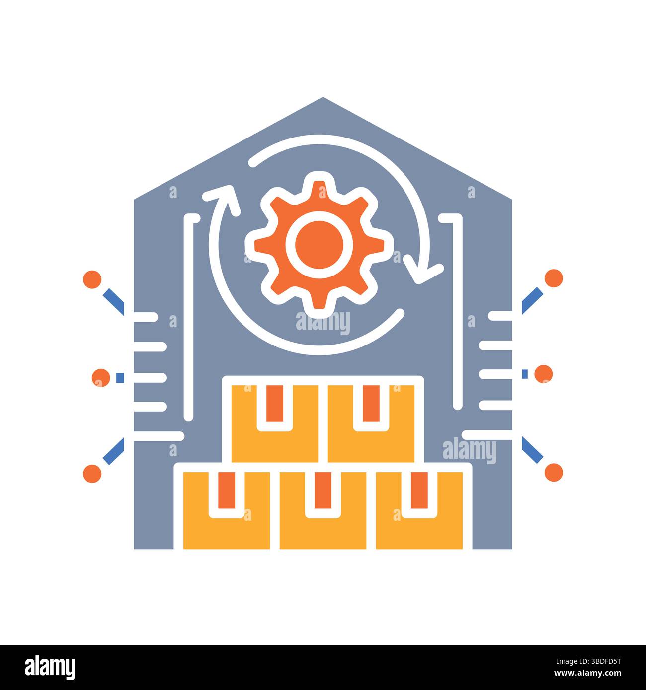 Flaches Farbsymbol für die Bestandsverwaltung für digitale Projekte und Druckprojekte. Minimale bereinigte Symbole für Apps und Websites. Moderne, einfache Symbole für UI UX und BH Stock Vektor