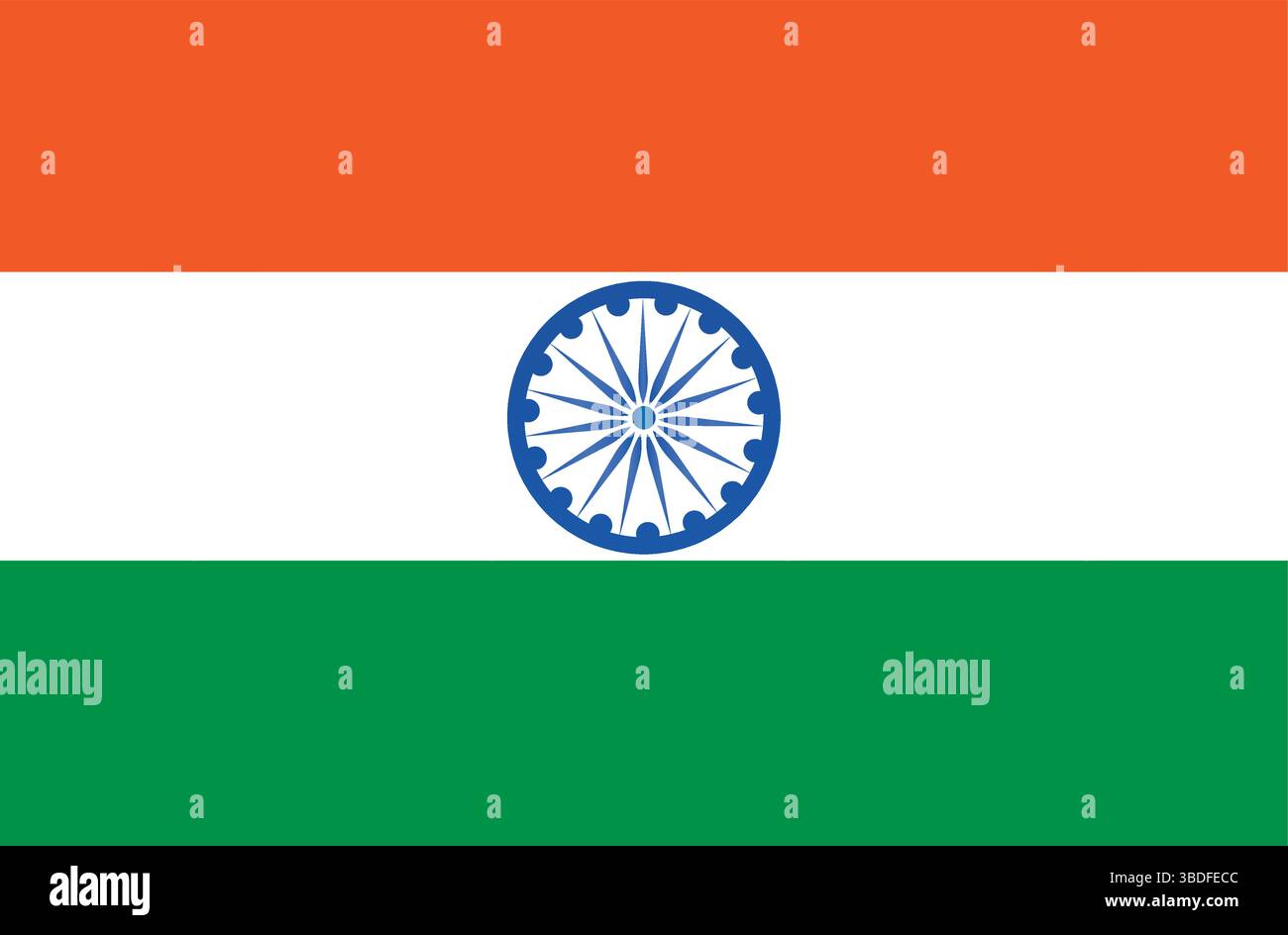 Indische Flagge mit offiziellen Farben und genauen Proportionen – National Tricolor of India Stock Vektor
