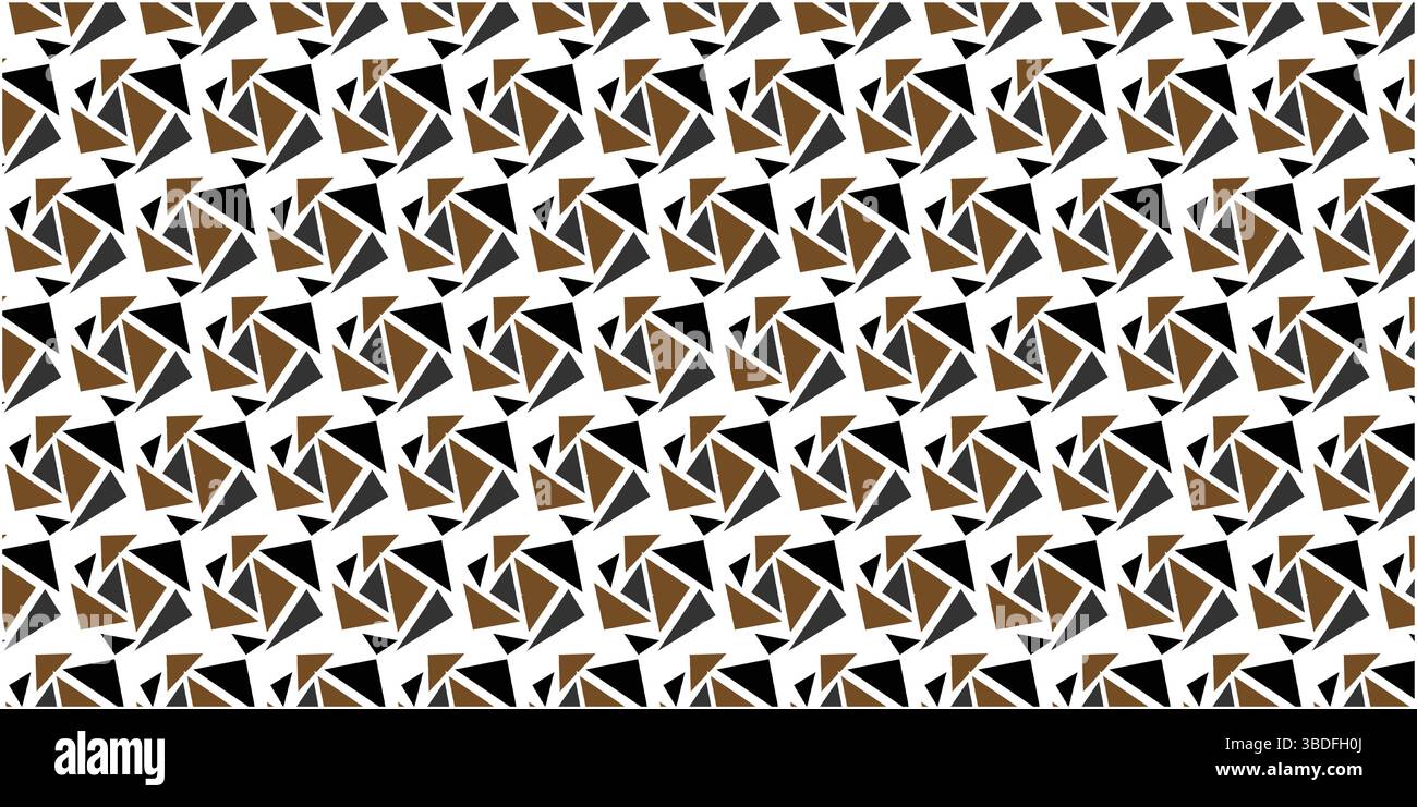Nahtloses geometrisches Spiralmuster in Erdtönen, abstrakter moderner ineinandergreifender Dreieck-Wiederholungshintergrund, dynamisches symmetrisches geometrisches Design. Stock Vektor