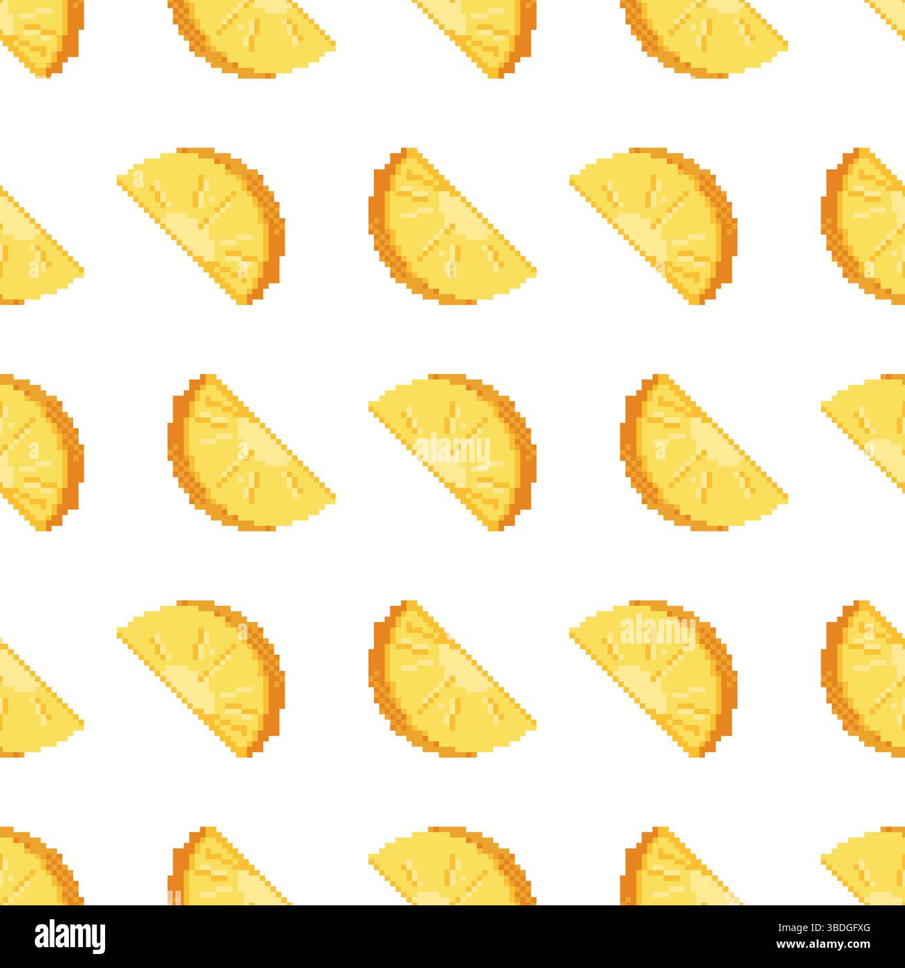 Ein nahtloses Ananasscheiben-Muster im Retro-Pixel-Art-Stil. Helles und verspieltes tropisches Design, geeignet für Sommerprojekte wie Verpackungen, Stock Vektor
