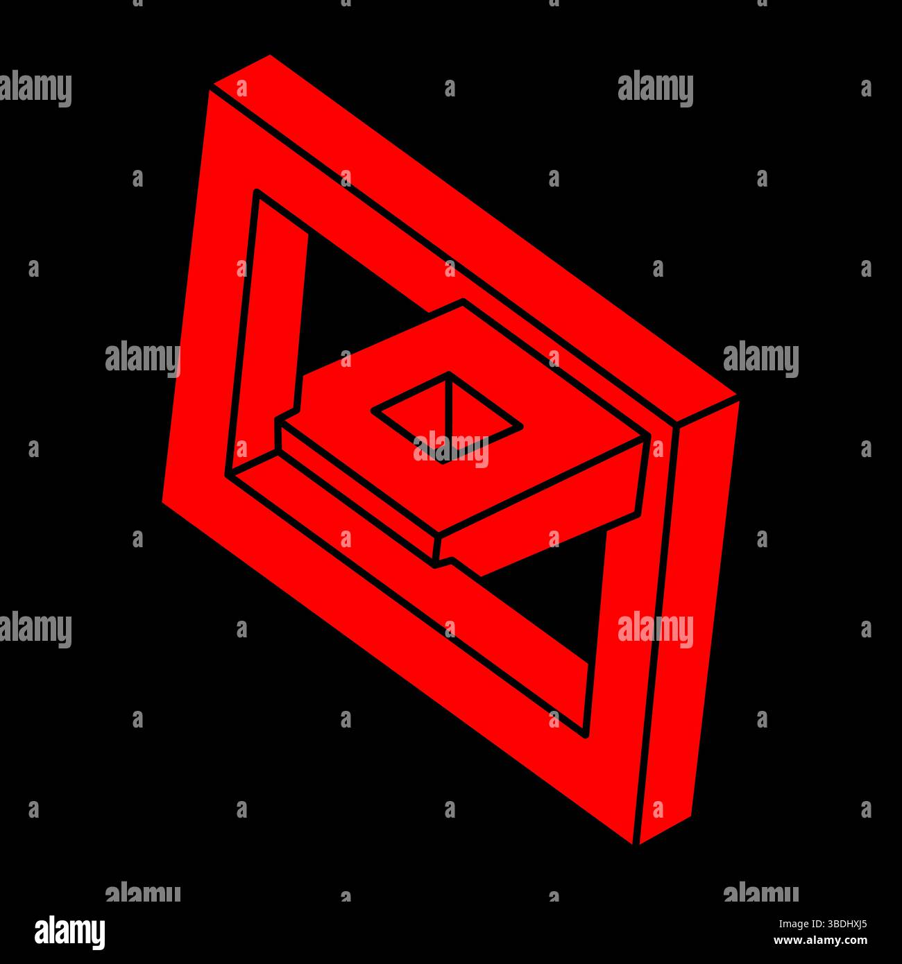 Logo. Unmögliche Formen, optische Illusion, Vektor. Optische Kunstobjekte. Geometrische Figur. Strichgrafik. Stock Vektor