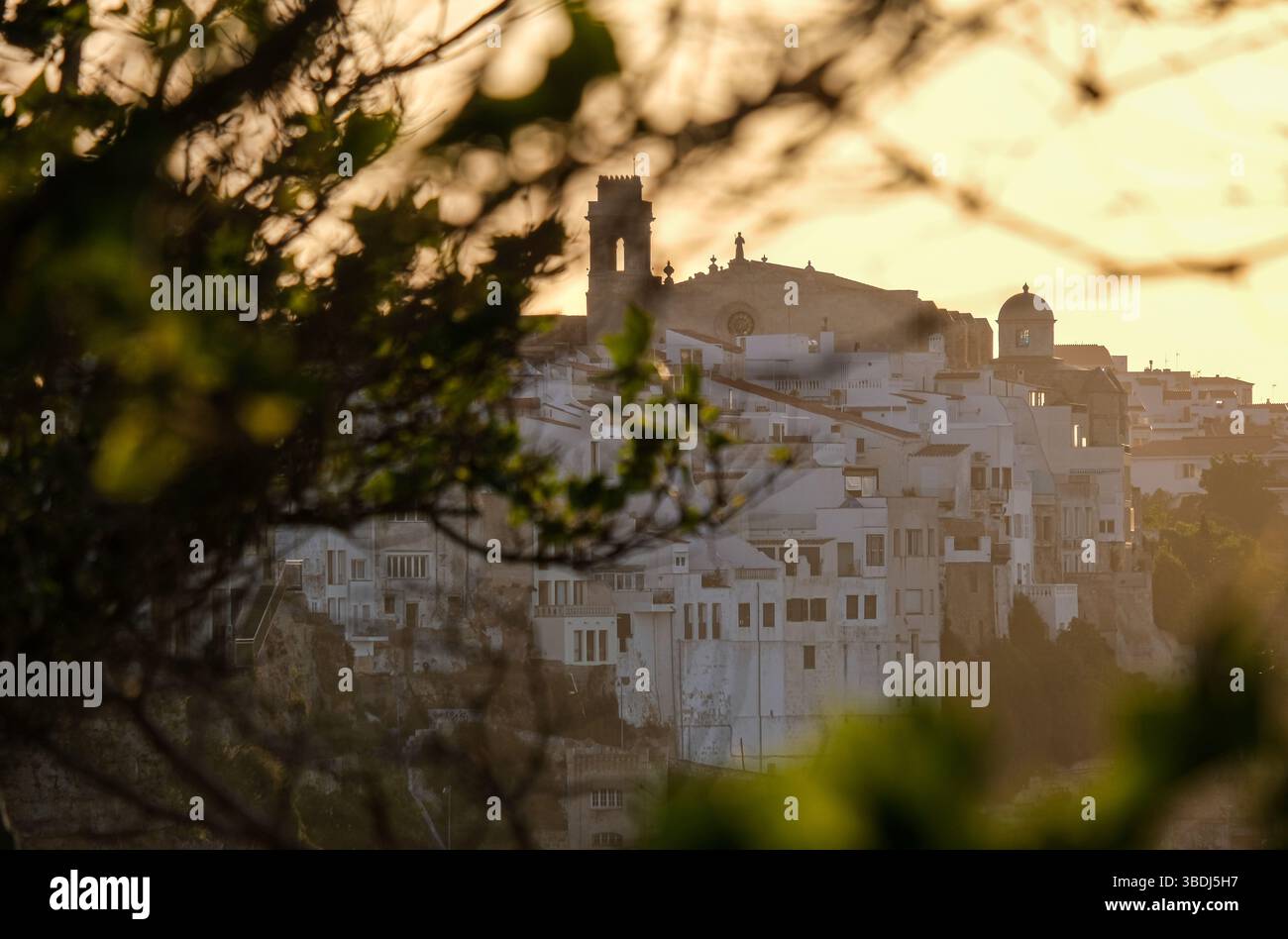 Blick auf Maó (Mahón), Menorca, bei Sonnenuntergang Stockfoto