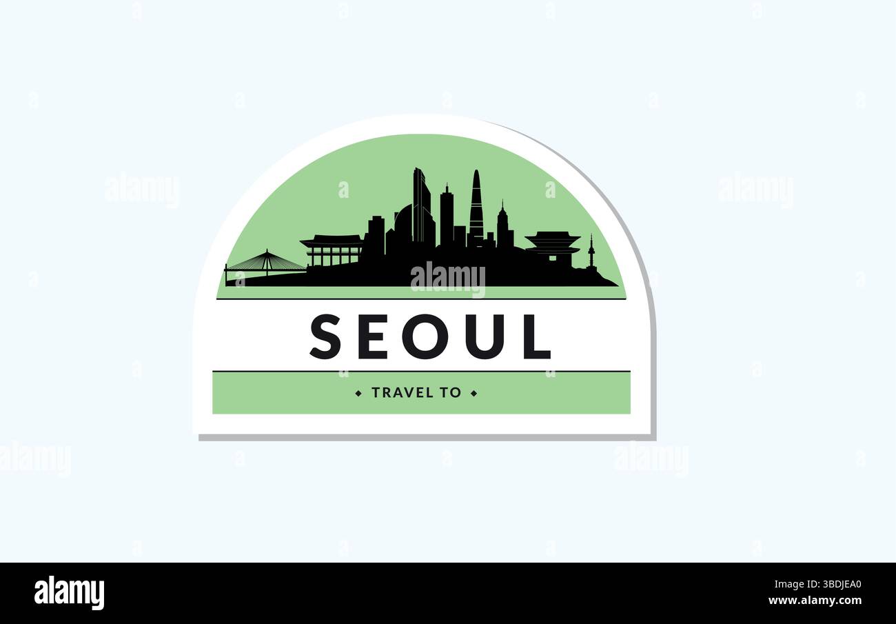 Erkunden Sie Seouls Travel Destination mit einer atemberaubenden, modernen Skyline, die ihre Lebendigkeit widerspiegelt Stock Vektor