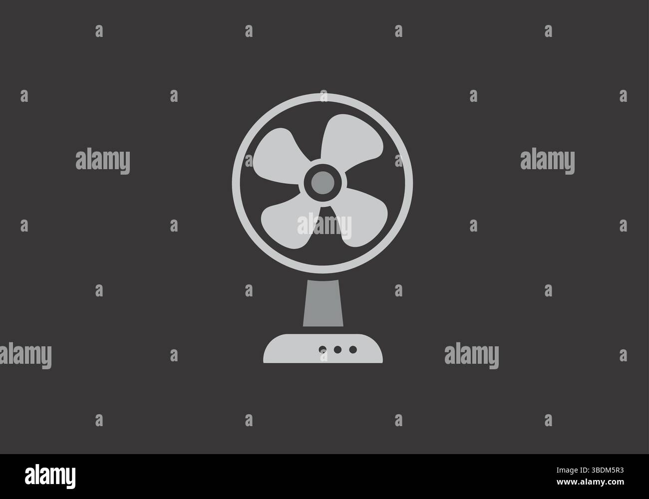 Minimalistisches Tischfächersymbol auf dunklem Hintergrund Stock Vektor