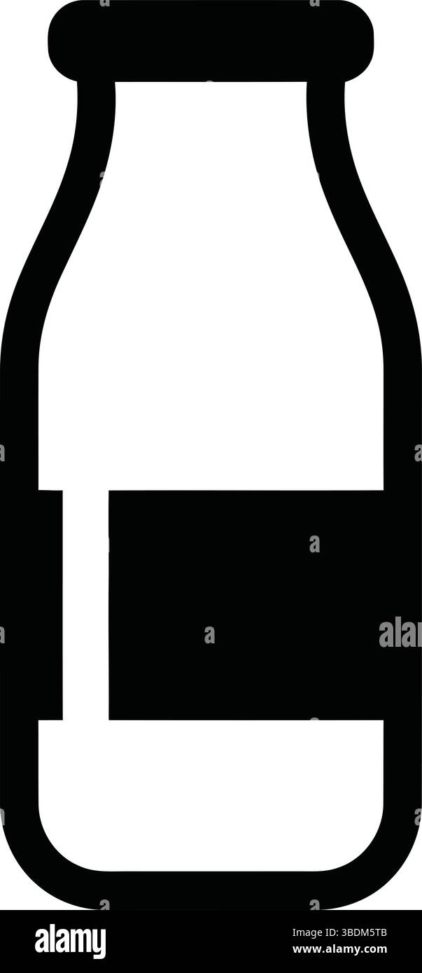 Minimalistisches Symbol für Milchflaschen in Schwarz und weiß für Marken und Verpackungen für Milchprodukte Stock Vektor