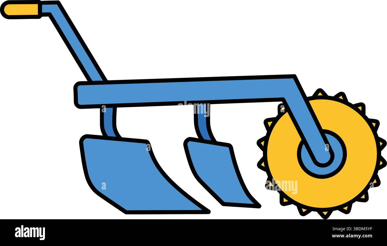 Cartoon-Illustration eines Pflugs mit einem Zahnrad Stock Vektor