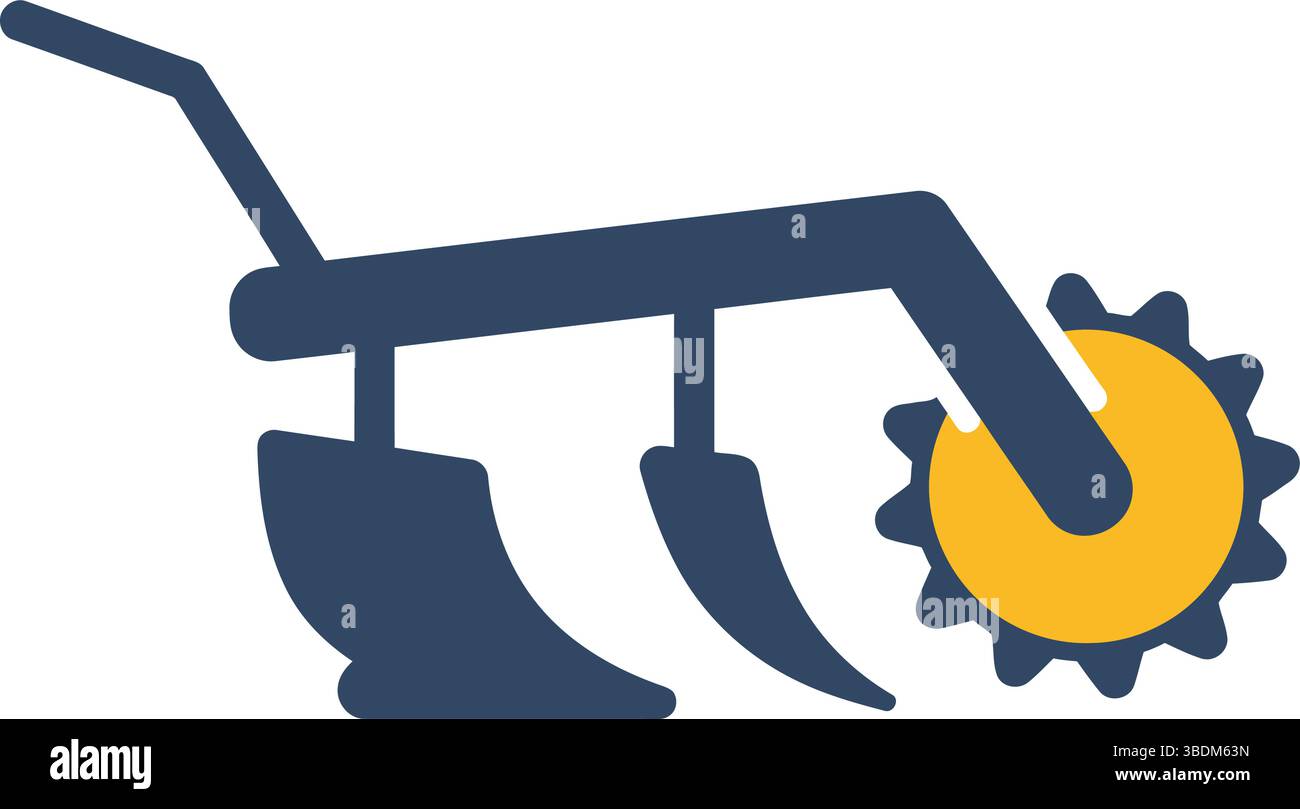 Cartoon-Illustration eines Pflugs mit einem Zahnrad Stock Vektor