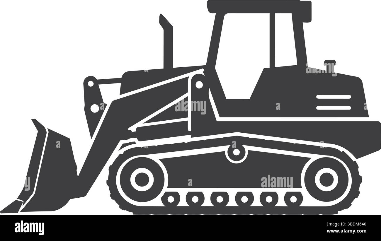 Silhouette Des Planierraupen – Illustration Für Industrielle Schwermaschinen Stock Vektor