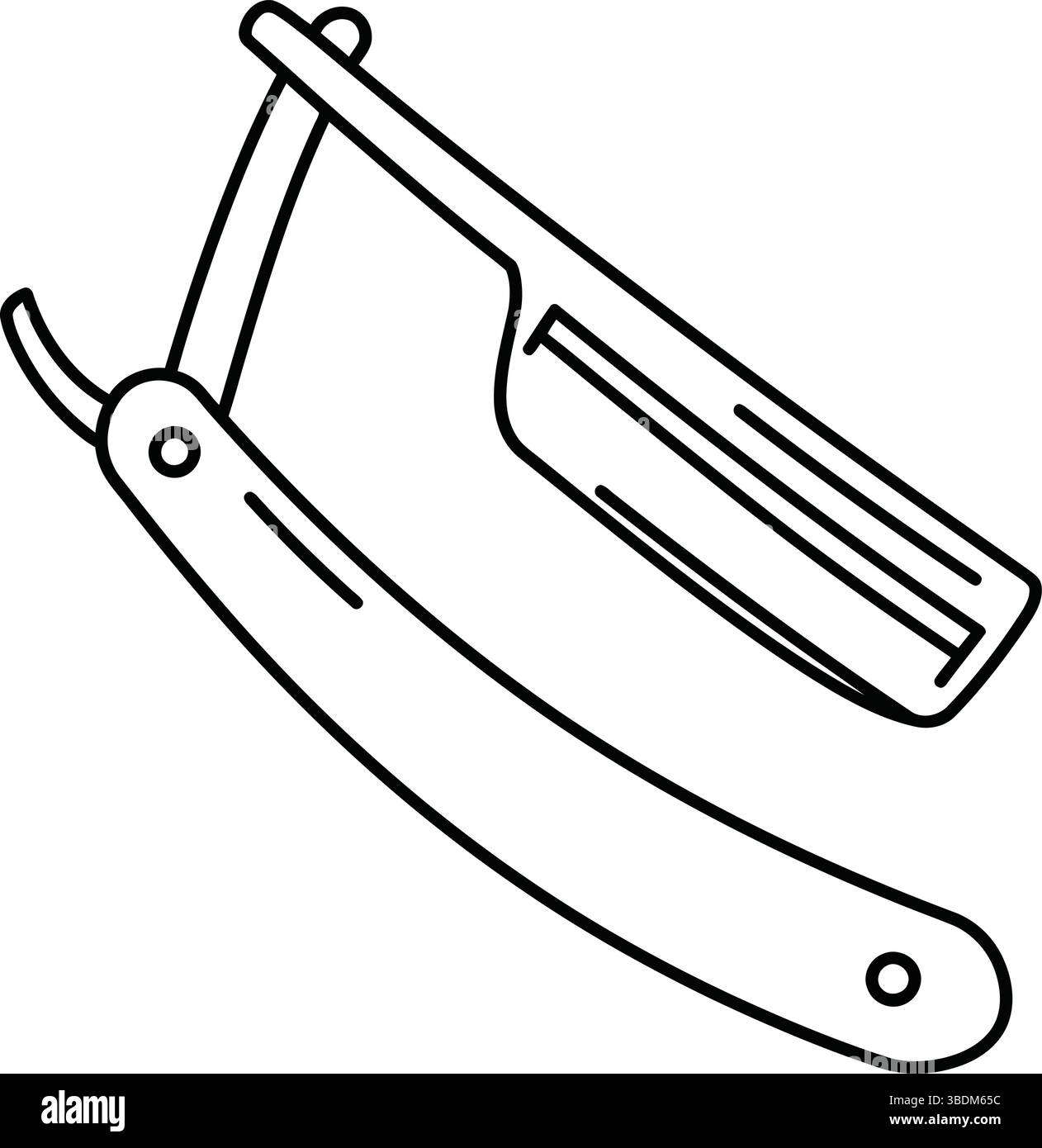 Vintage Gerade Razor Line Drawing – Minimalistische Barbering Tool Illustration Stock Vektor