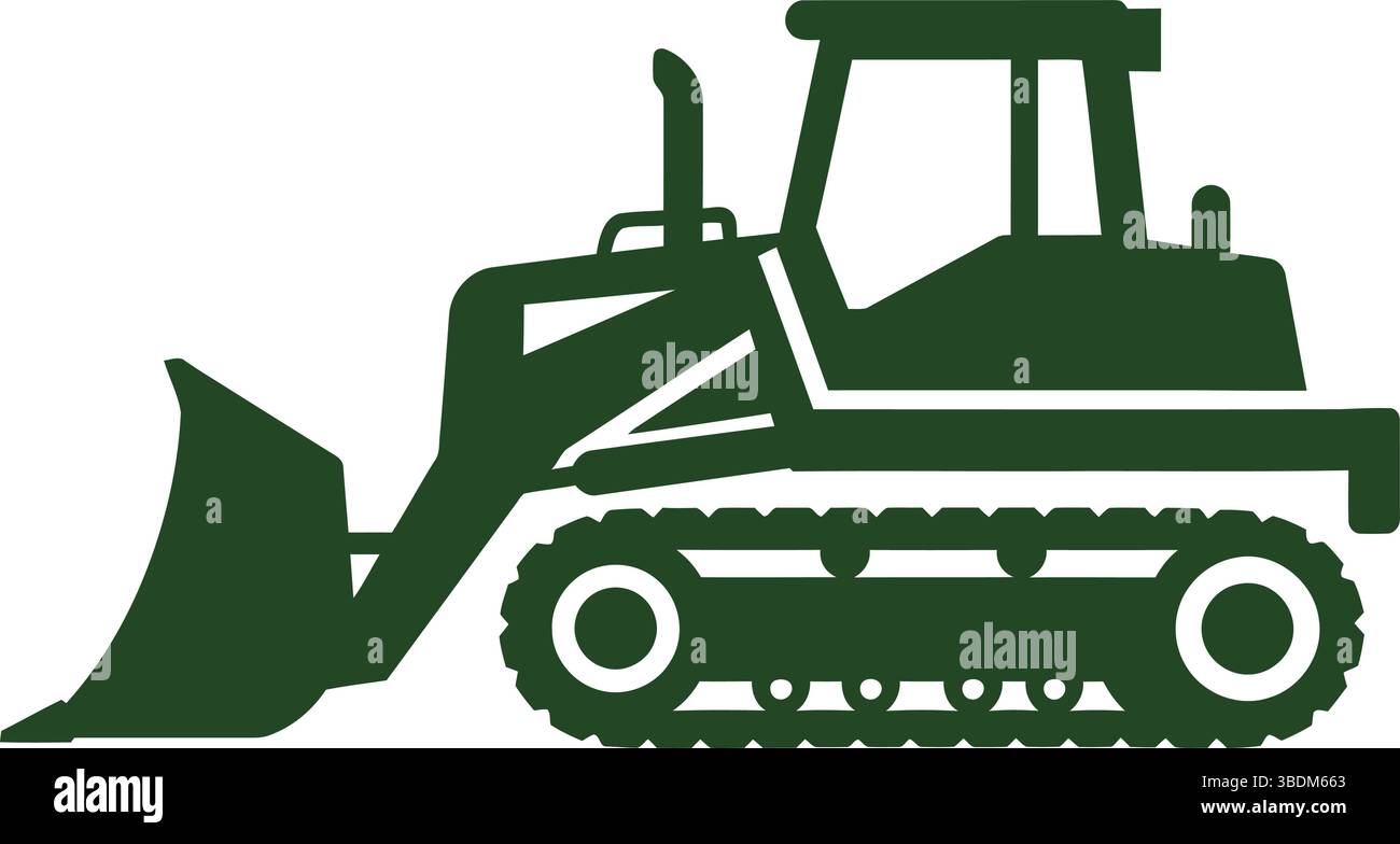 Silhouette Des Planierraupen – Illustration Für Industrielle Schwermaschinen Stock Vektor