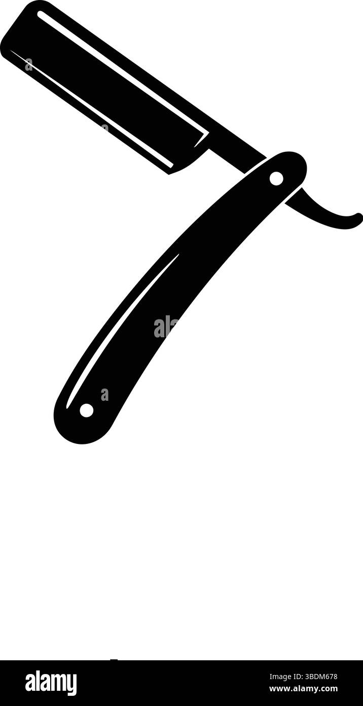 Klassische, gerade Rasiermesser-Silhouette – Klassisches Pflegewerkzeug in offener Position Stock Vektor