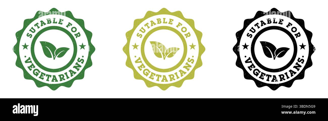 Geeignet für Vegetarier Bio-Icon-Stempel auf weißem Hintergrund Kategorie Stock Vektor