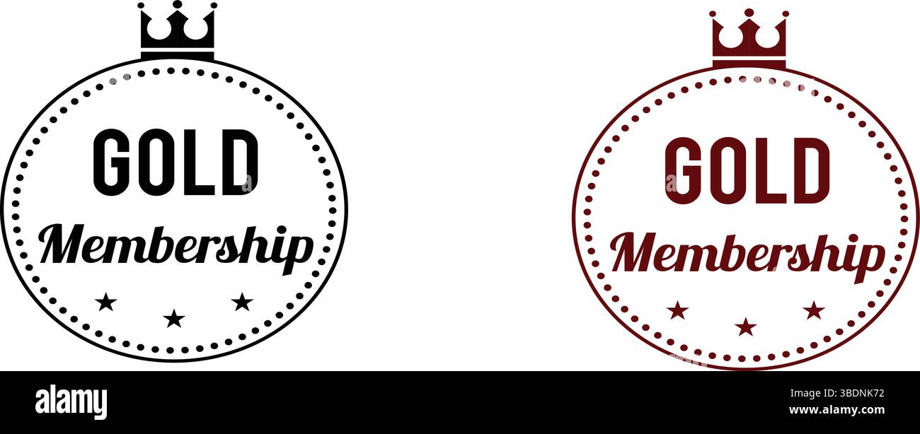 Gold Membership Icon Label Logo Siegel Stempel Schild für VIP Club und Premium Zugang Stock Vektor