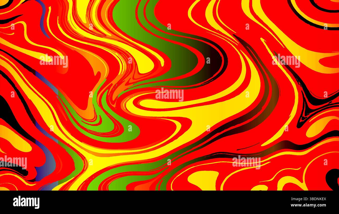 Lebendiger Abstrakter Hintergrund - Rot, Gelb, Grün Flüssige Kunst Stock Vektor