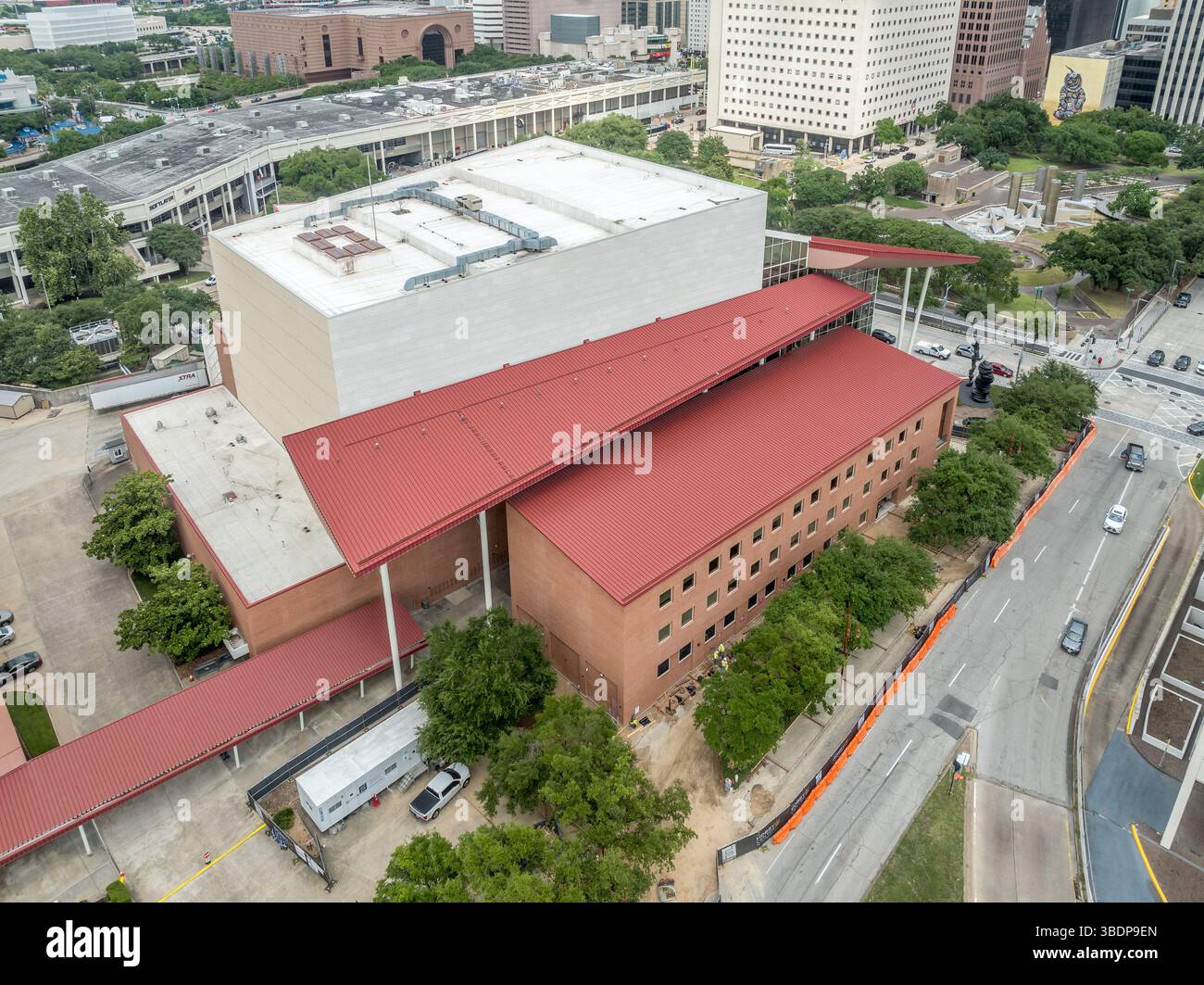 Aus der Vogelperspektive des Hobby Center for the Performing Arts in Houston, einem erstklassigen Unterhaltungskomplex Stockfoto