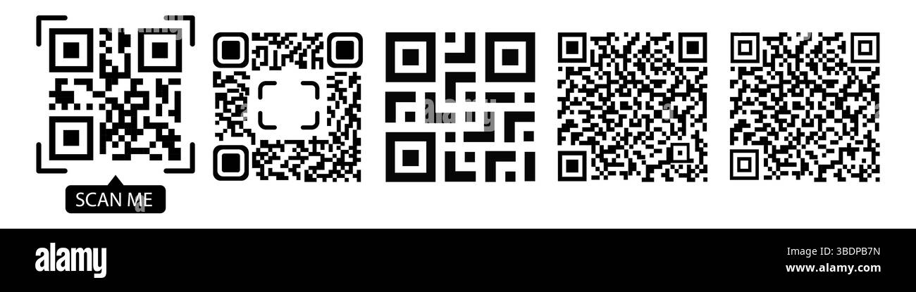 Illustration des falschen QR-Code-Satzes. Gefälschte QR-Code-Set-Vektorillustration für Design und Modelle Stock Vektor