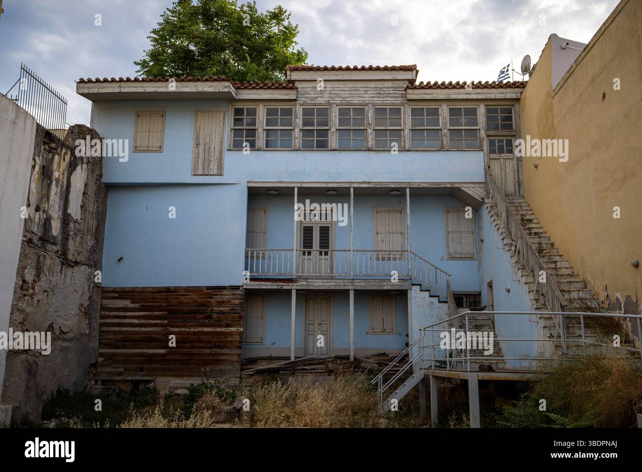 Das Haus, das im Film „und die Frau soll ihren Mann revieren“ erscheint, Plaka, Athen Stockfoto