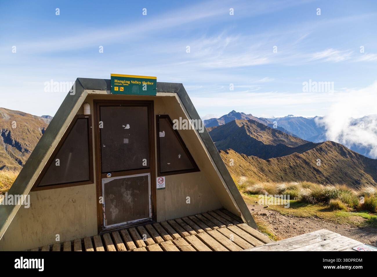 Hanging Valley Shelter eine Notunterkunft, Kepler Track, Fiordland National Park Stockfoto