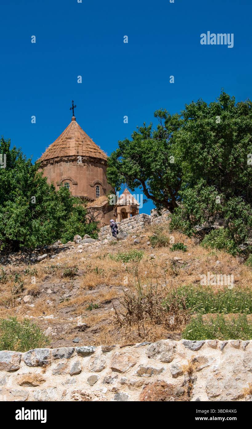 Türkei: Die Kathedrale des Heiligen Kreuzes (Akdamar Adası Kilisesi) auf der Insel Akdamar im Van-See, eine mittelalterliche armenisch-apostolische Kathedrale Stockfoto